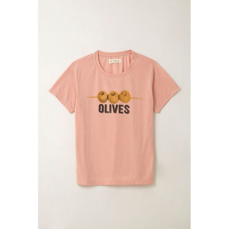 TENNIS - Camiseta con estampado localizado rosada para mujer