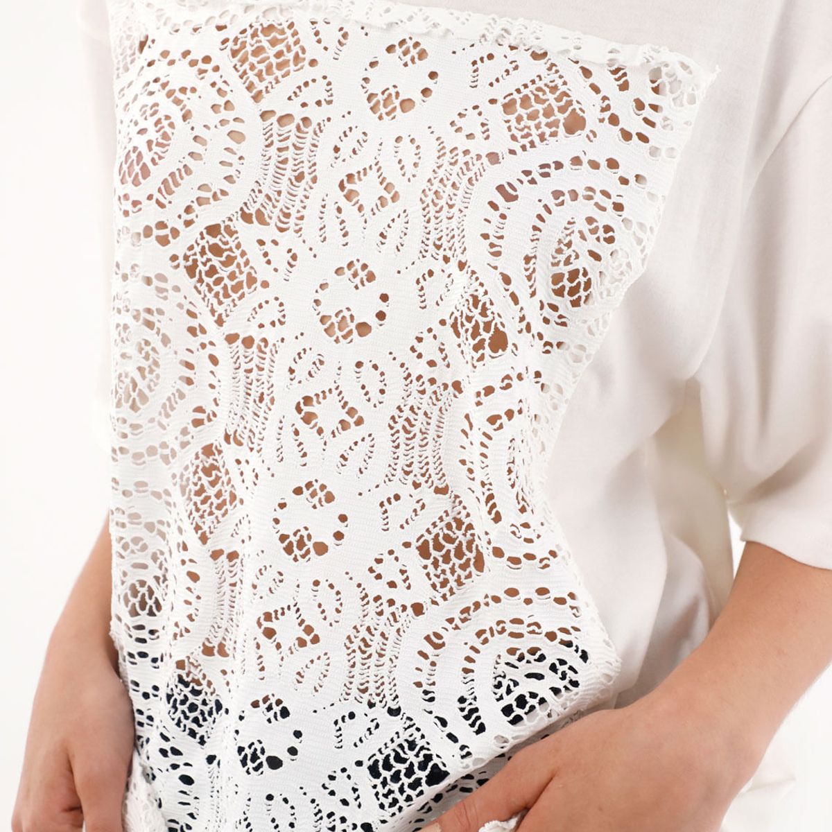 TENNIS - Camiseta manga corta de silueta amplia crudo para mujer