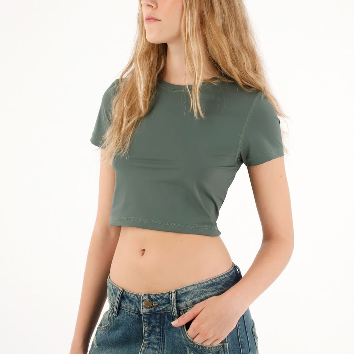 TENNIS - Camiseta manga corta ajustada gris para mujer