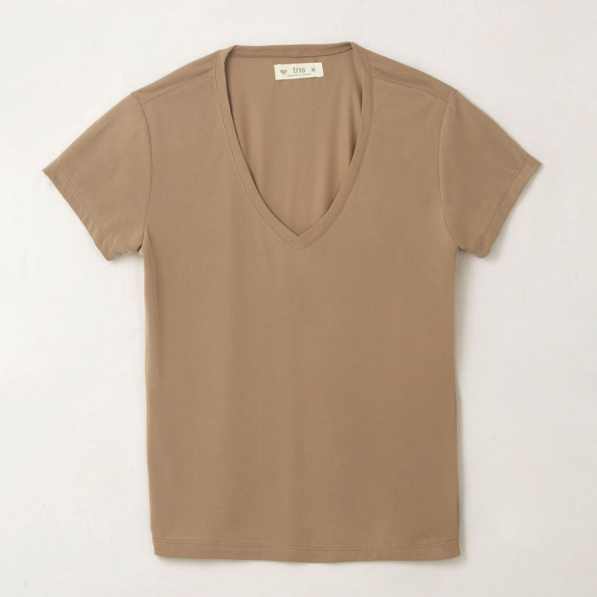 TENNIS - Camiseta con cuello en V café para mujer