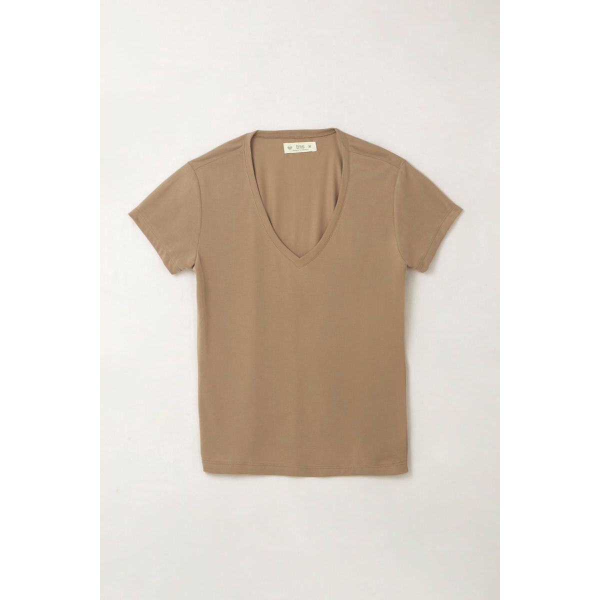 TENNIS - Camiseta con cuello en V café para mujer