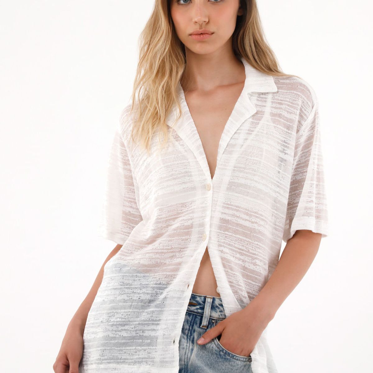 TENNIS - Camiseta crudo de tela tejida para mujer