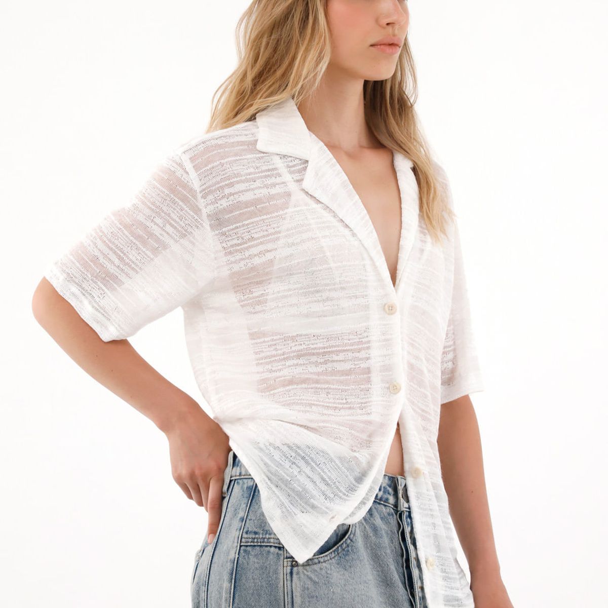 TENNIS - Camiseta crudo de tela tejida para mujer