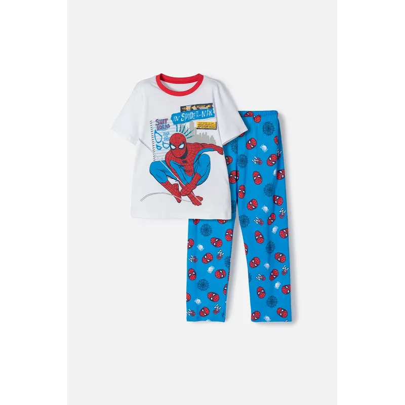 MARVEL - Pijama de Spiderman azul rojo y blanco para niño