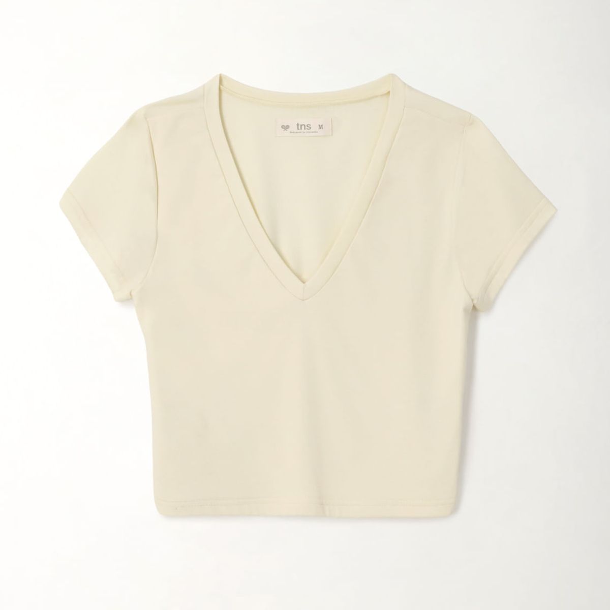 TENNIS - Camiseta crop con cuello en V amarilla para mujer