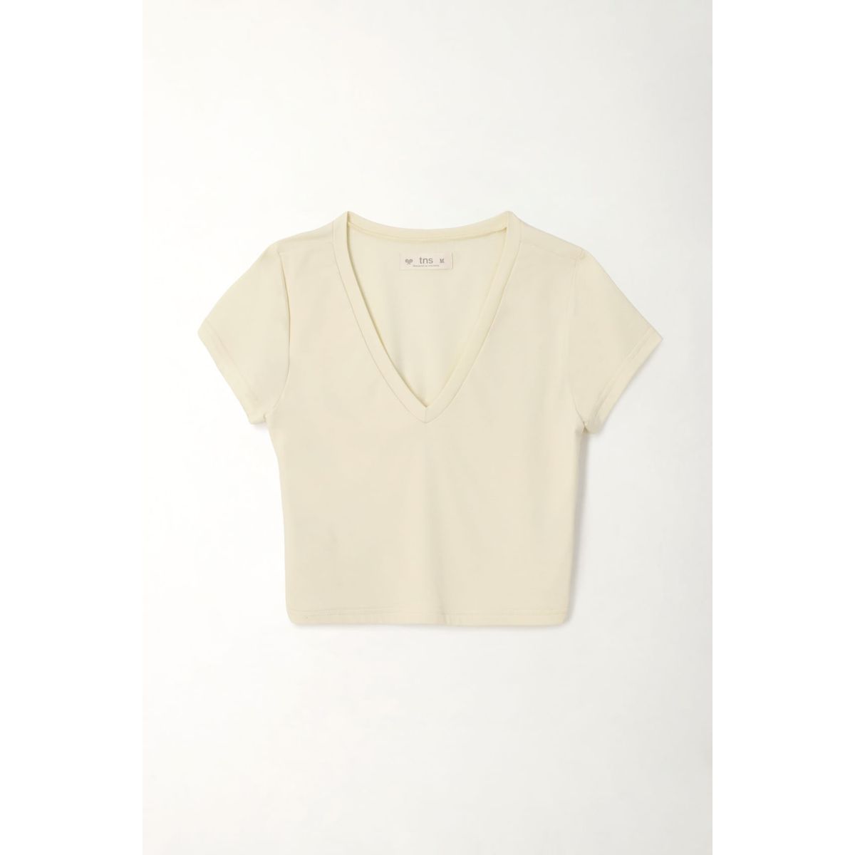 TENNIS - Camiseta crop con cuello en V amarilla para mujer