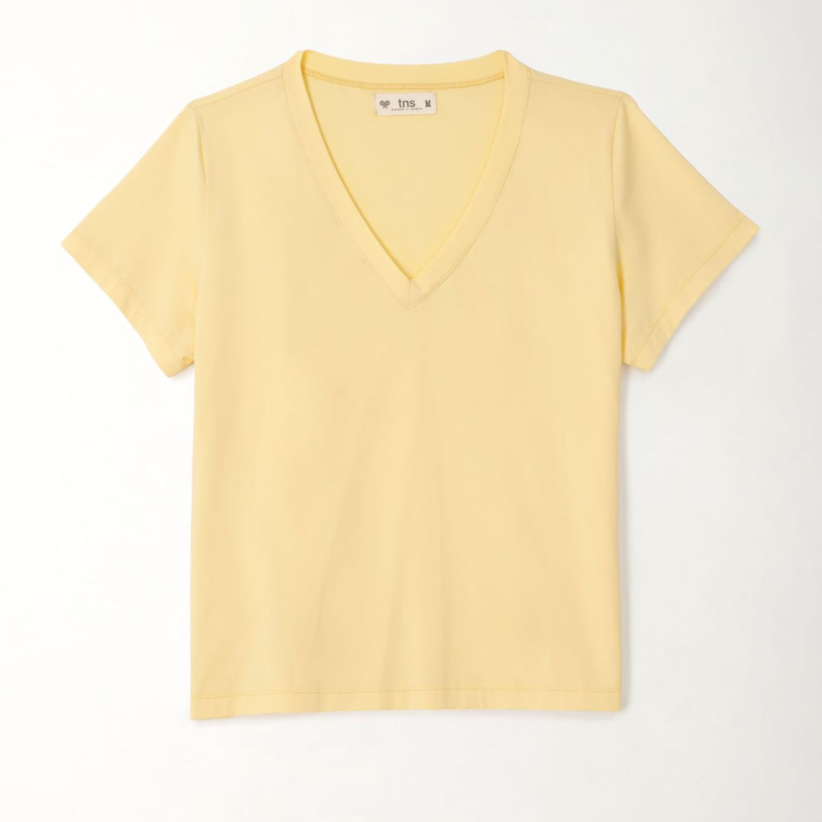 TENNIS - Camiseta básica cuello en V amarilla para mujer