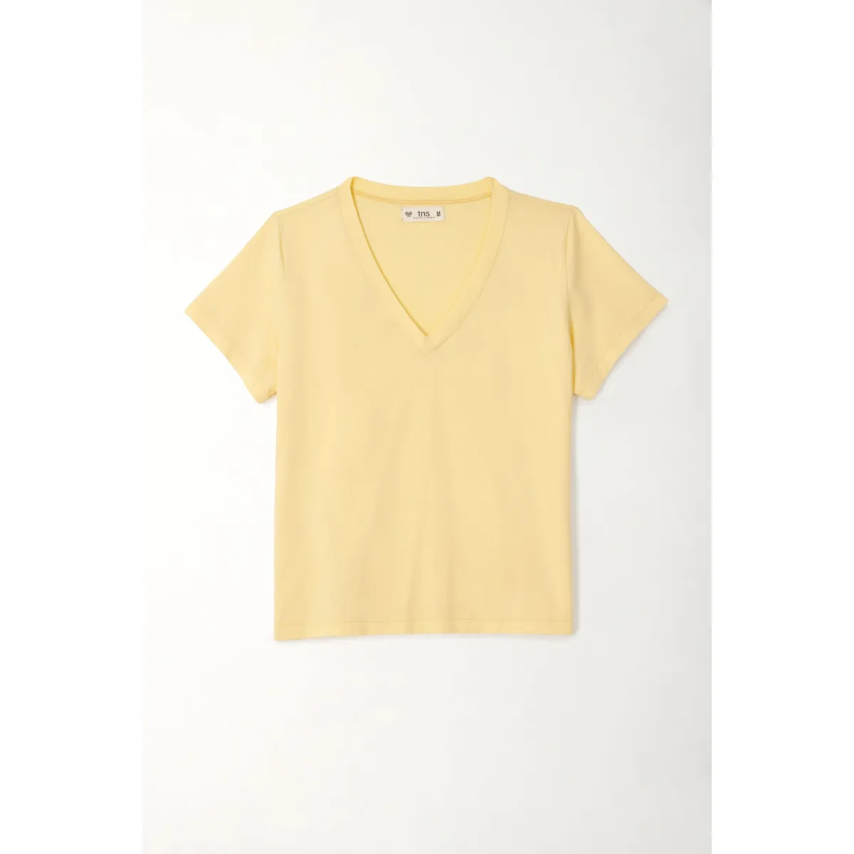 TENNIS - Camiseta básica cuello en V amarilla para mujer