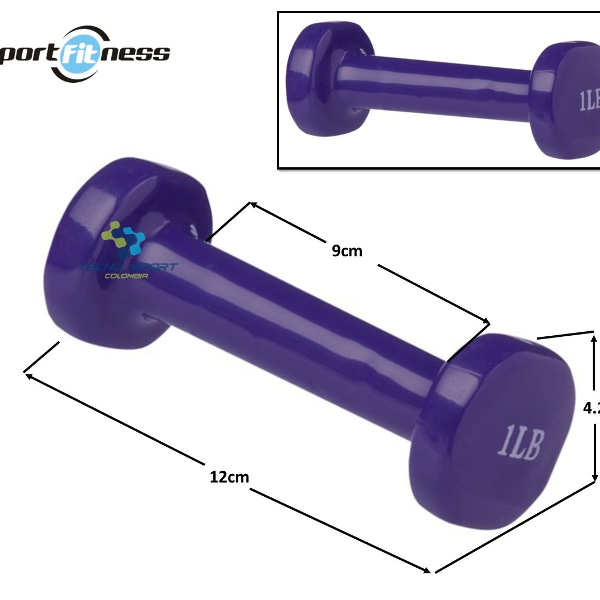 SPORT FITNESS - Mancuerna 1lb Sportfitness X2 Und Encauchetadas Gym