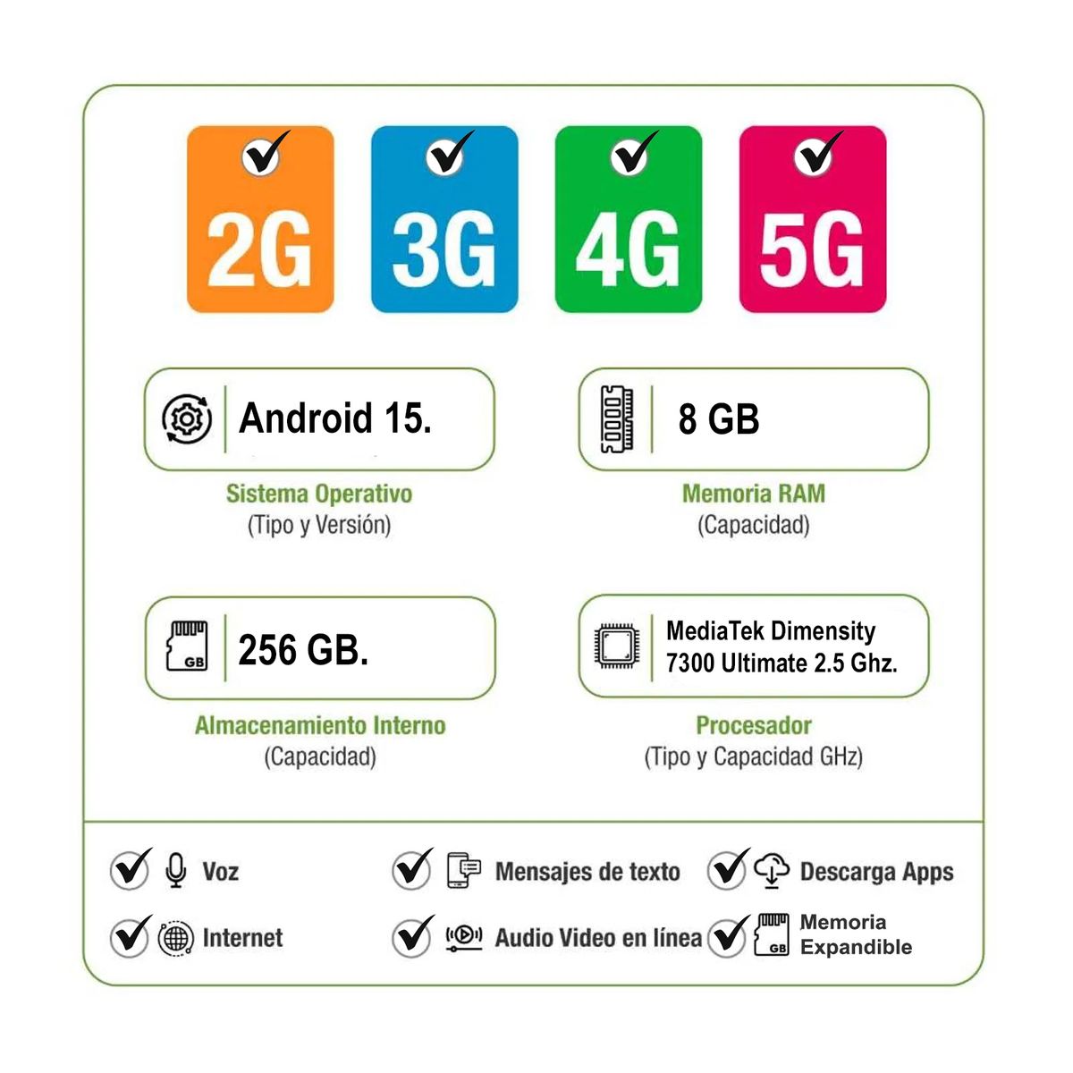 TECNO MOBILE - Celular Tecno POVA 7 5G 256GB 8GB (Ampliable a 16GB) Negro