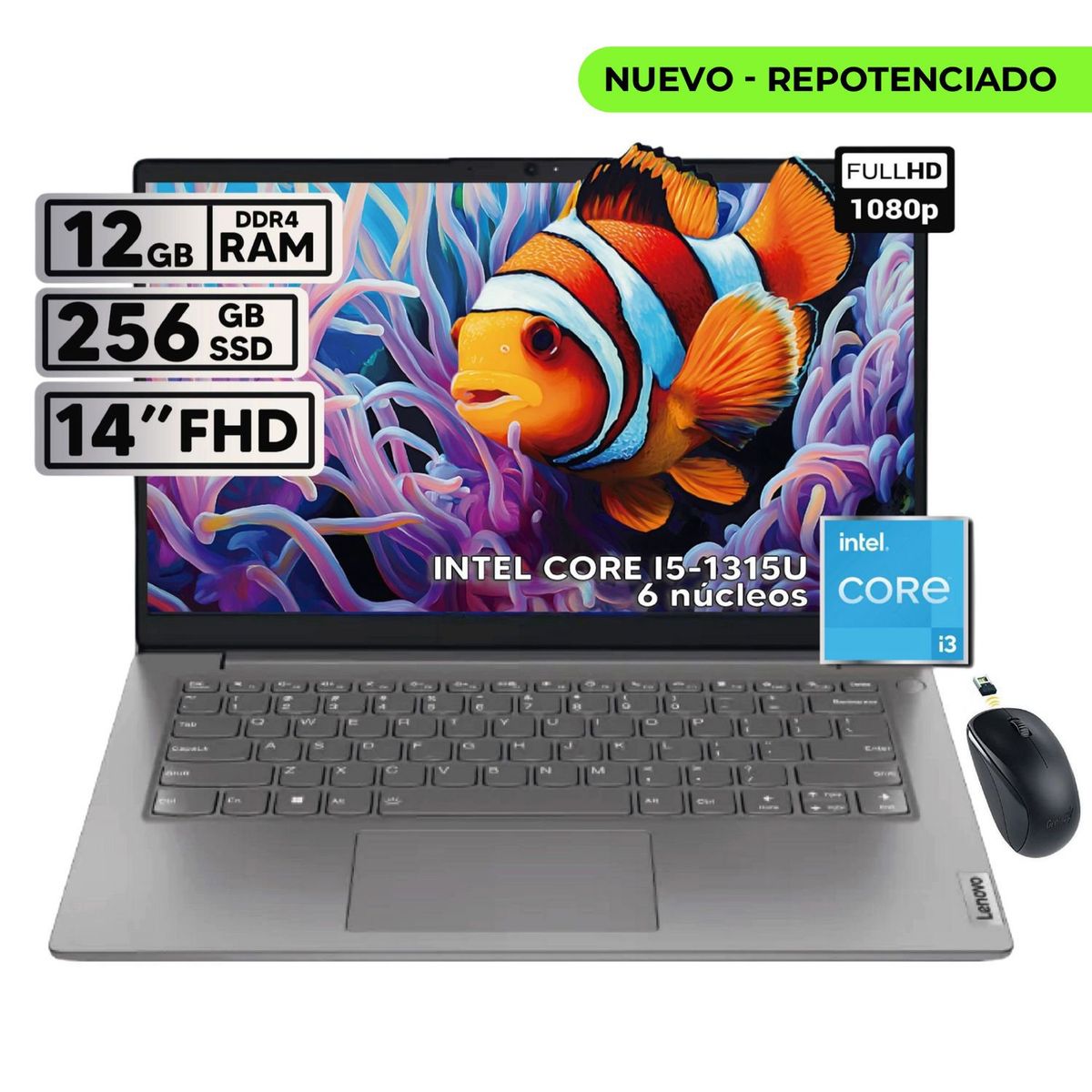 LENOVO - PORTATIL LENOVO V14 G4 IRU INTEL CORE I3-1315U 12GB RAM 256 GB SSD 14" FHD + MOUSE INALAMBRICO