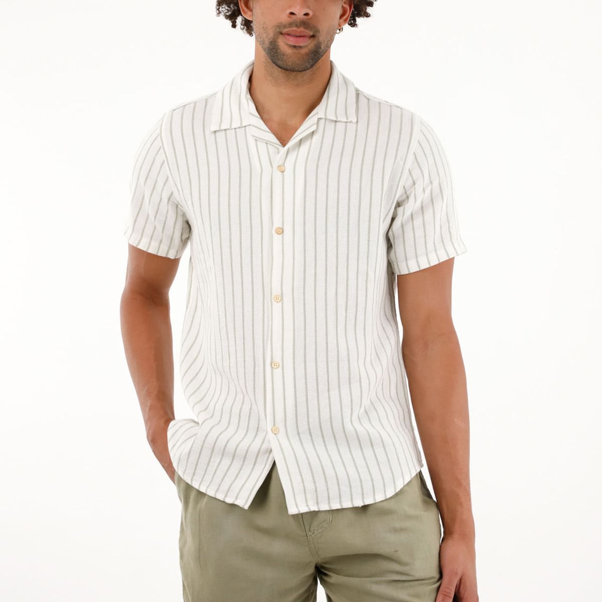 TENNIS - Camisa con diseño a rayas verde para hombre