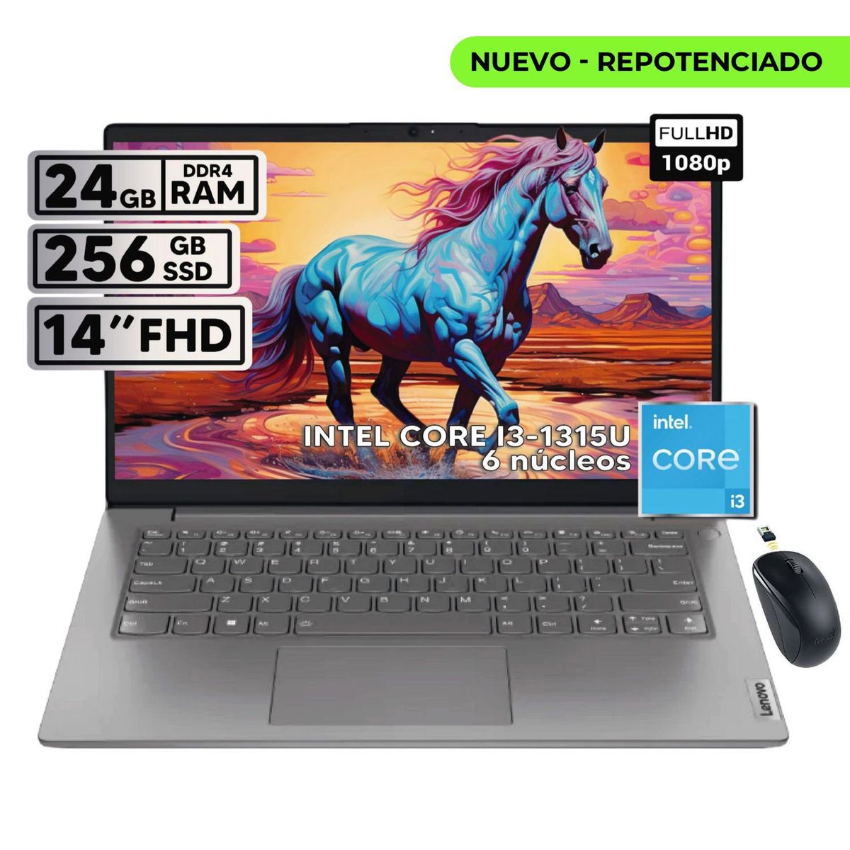 LENOVO - PORTATIL LENOVO V14 G4 IRU INTEL CORE I3-1315U 24GB RAM 256 GB SSD 14" FHD + MOUSE INALAMBRICO