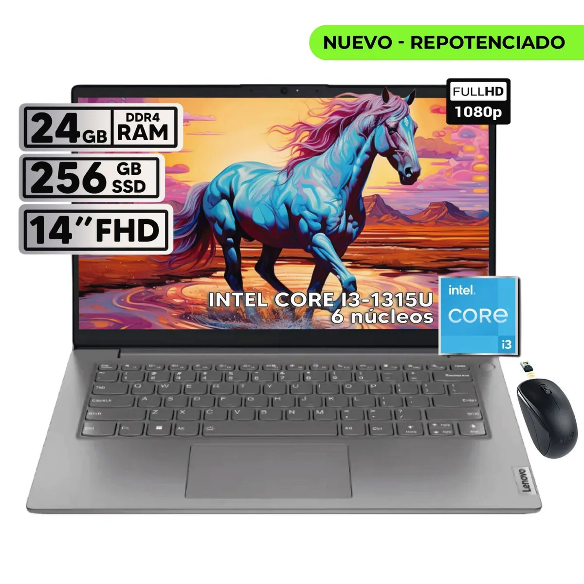 LENOVO - PORTATIL LENOVO V14 G4 IRU INTEL CORE I3-1315U 24GB RAM 256 GB SSD 14" FHD + MOUSE INALAMBRICO