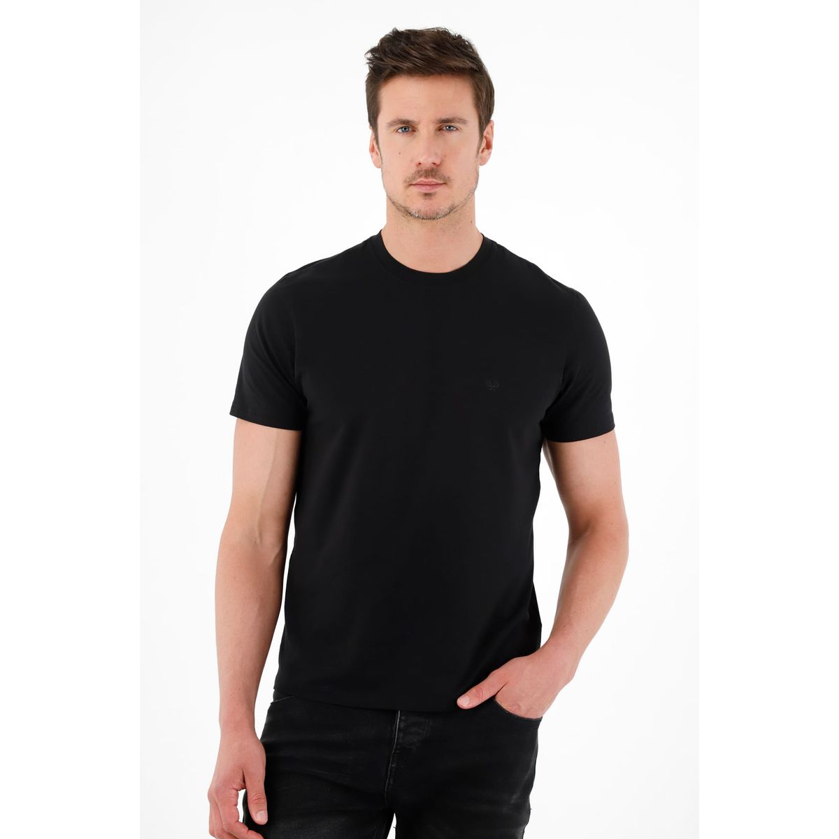 TENNIS - Camiseta cuello redondo negra para hombre