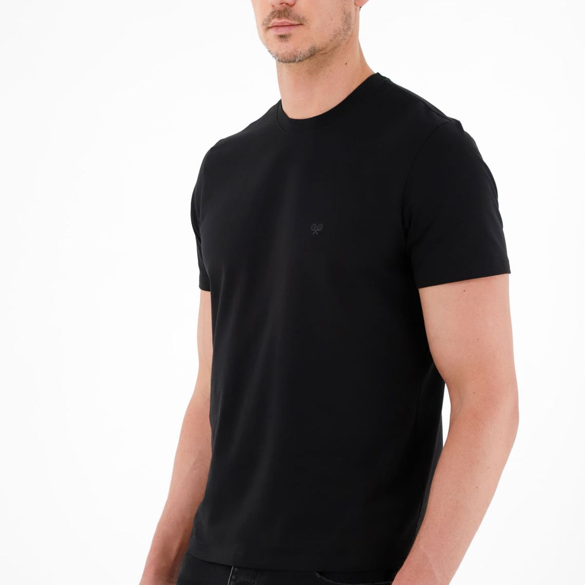 TENNIS - Camiseta cuello redondo negra para hombre