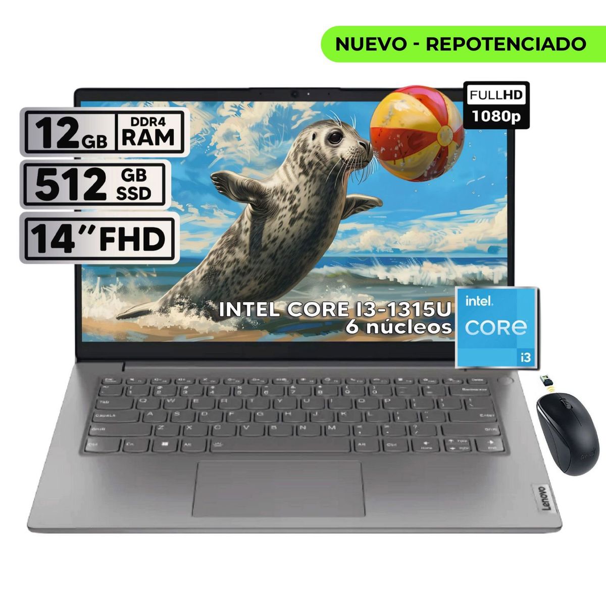 LENOVO - PORTATIL LENOVO V14 G4 IRU INTEL CORE I3-1315U 12GB RAM 512GB SSD 14 FHD + MOUSE INALAMBRICO