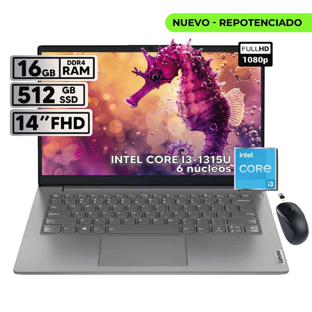 LENOVO - PORTATIL LENOVO V14 G4 IRU INTEL CORE I3-1315U 16GB RAM 512GB SSD 14 FHD + MOUSE INALAMBRICO