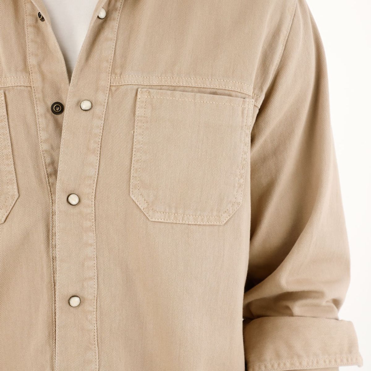 TENNIS - Camisa en dril liviano manga larga café para hombre