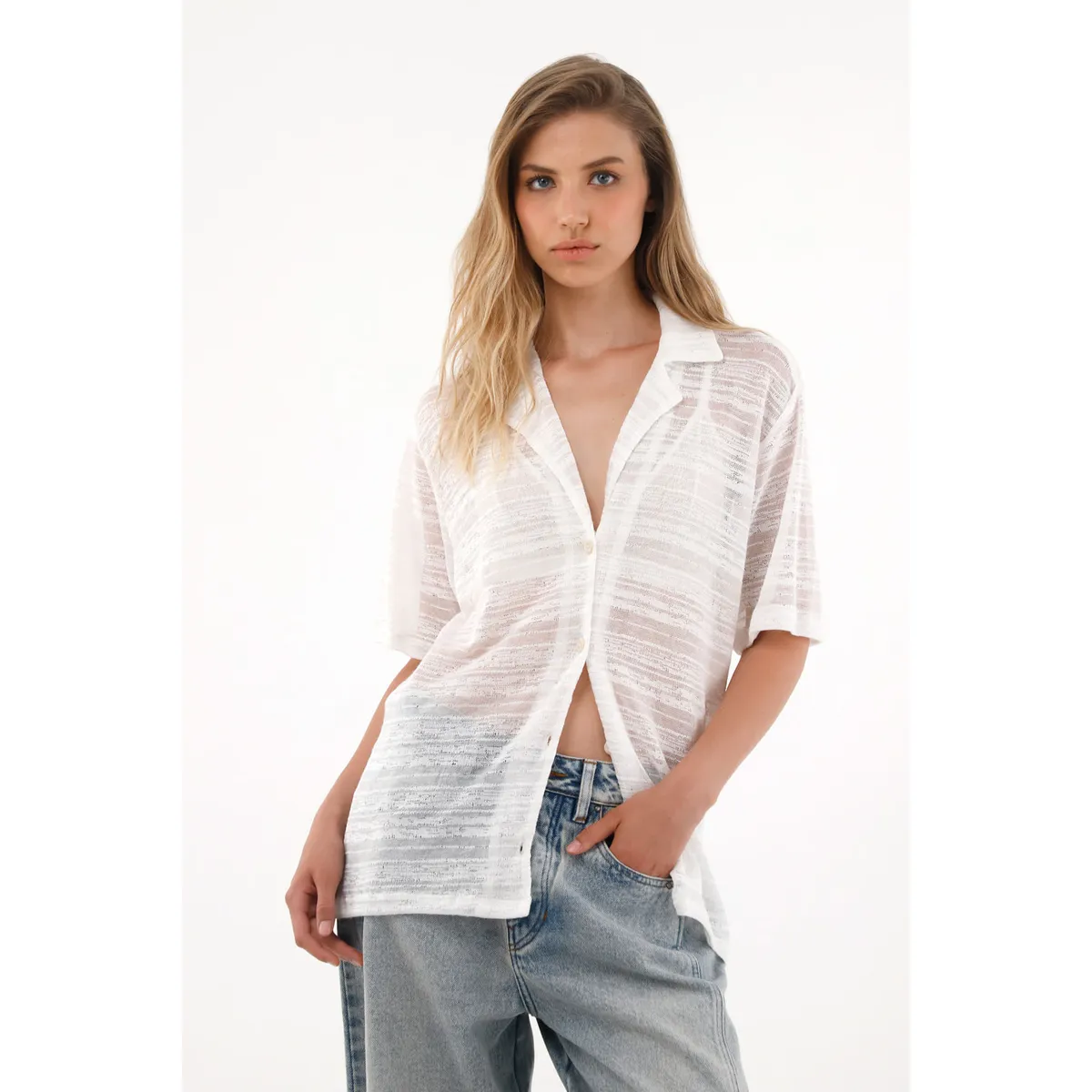 TENNIS - Camiseta crudo de tela tejida para mujer