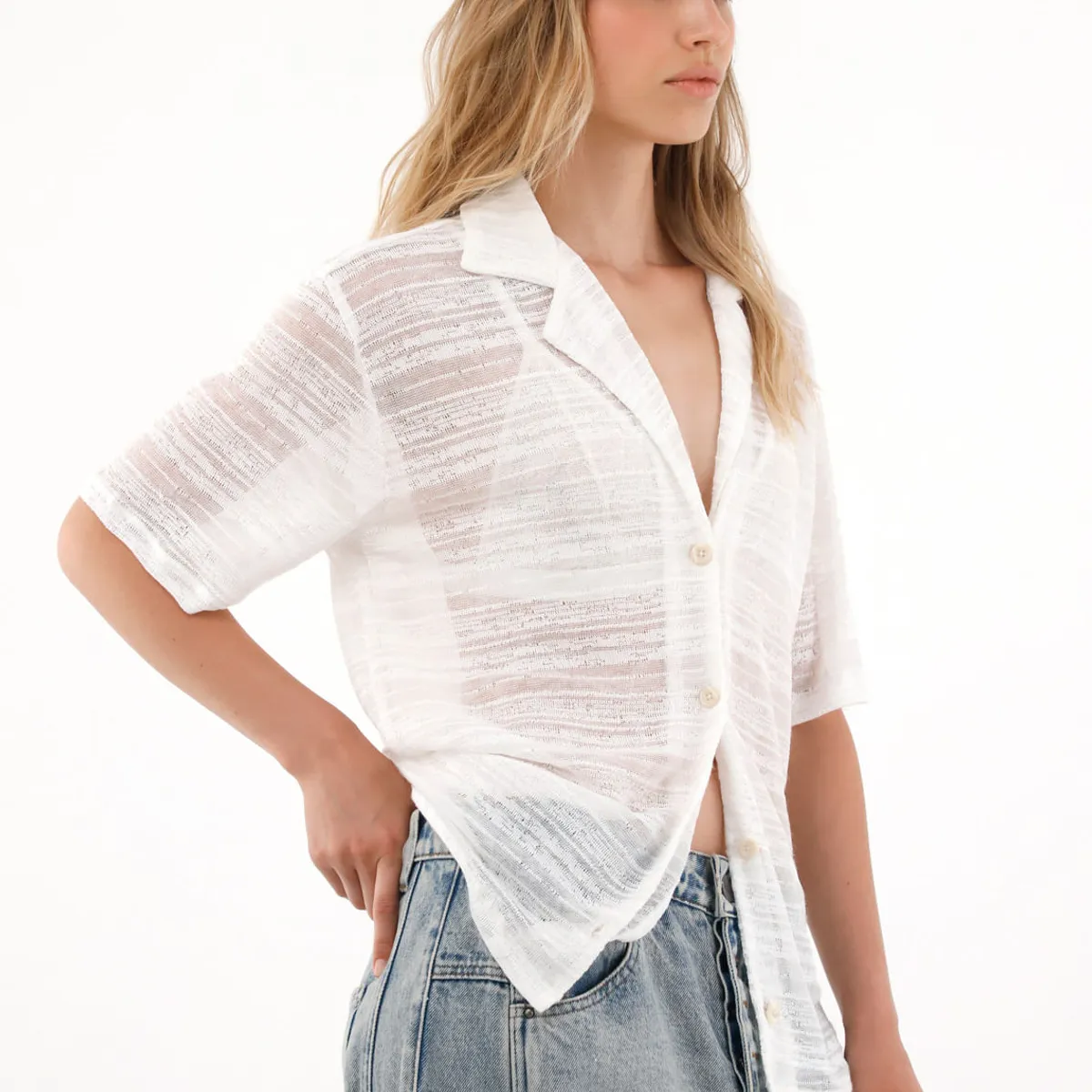 TENNIS - Camiseta crudo de tela tejida para mujer