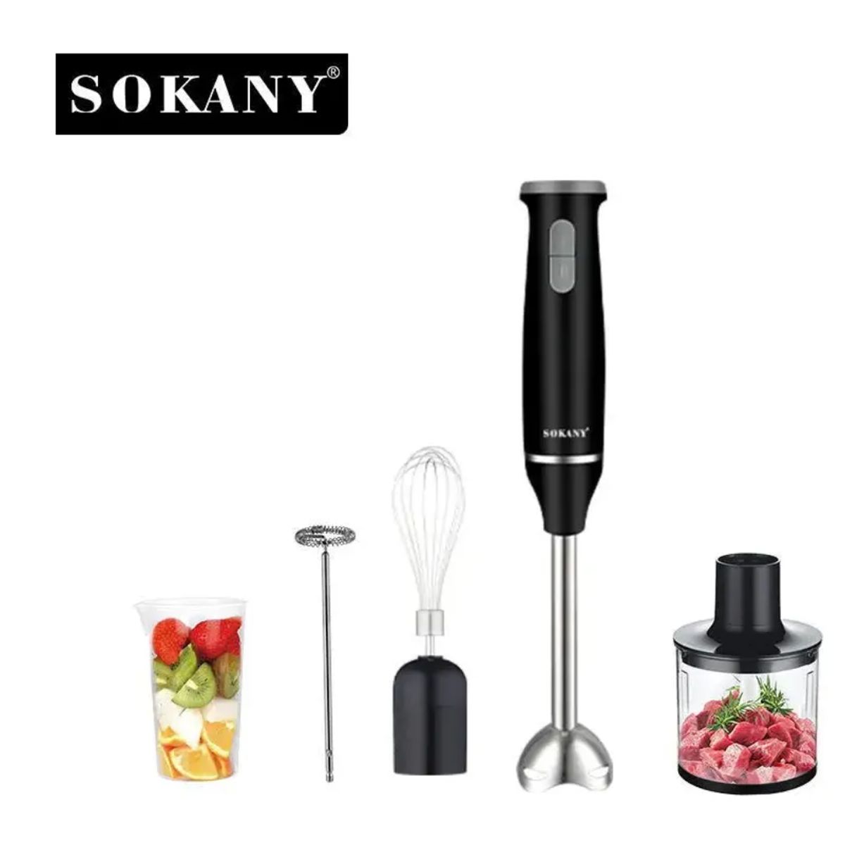 GENERICO - Batidora De Mano Sokany Con Eje De Acero Inoxidable 5 En 1