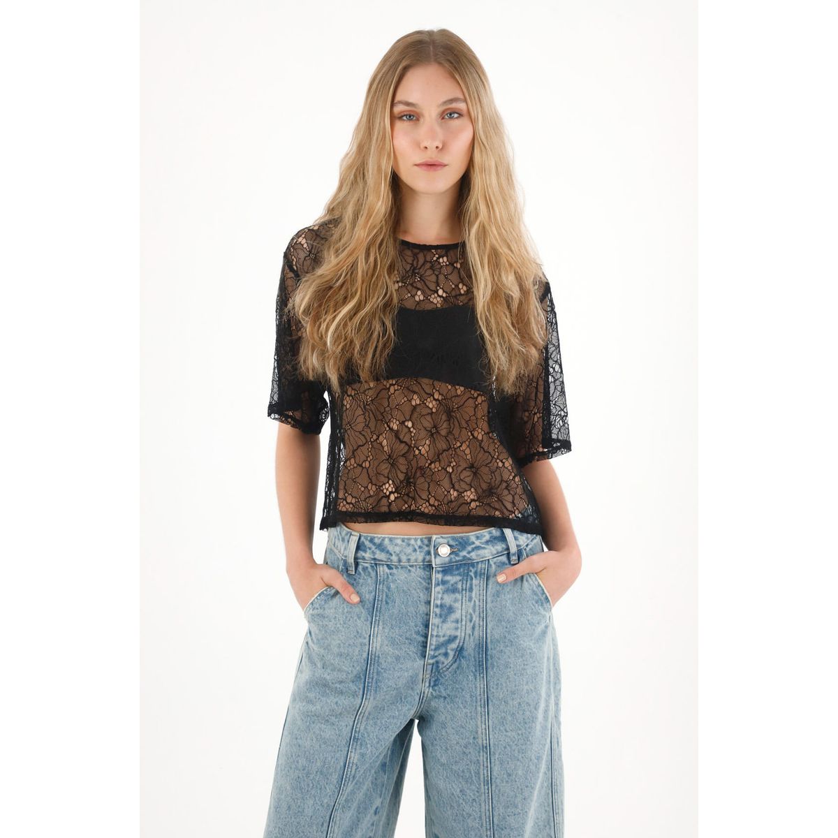 TENNIS - Camiseta Boxy fit de silueta amplia negra para mujer