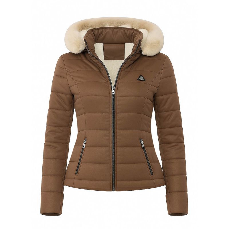MODA EN CIRCUITO - Chaqueta Impermeable corta,  Forrada en Ovejero para Mujer
