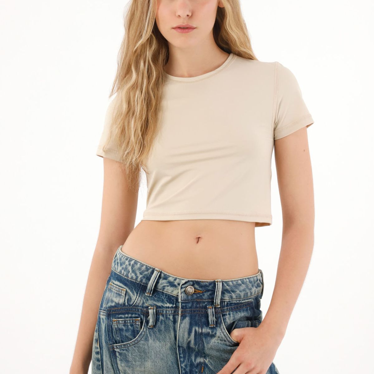 TENNIS - Camiseta ajustada tipo crop crudo para mujer