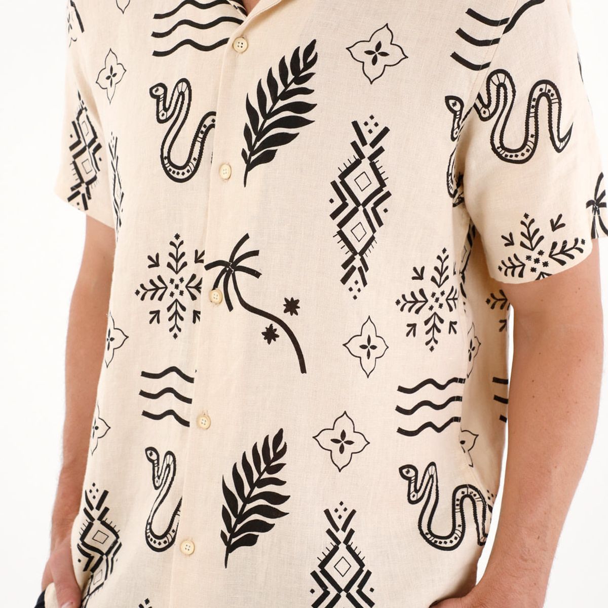 TENNIS - Camisa tipo bowling con estampado para hombre