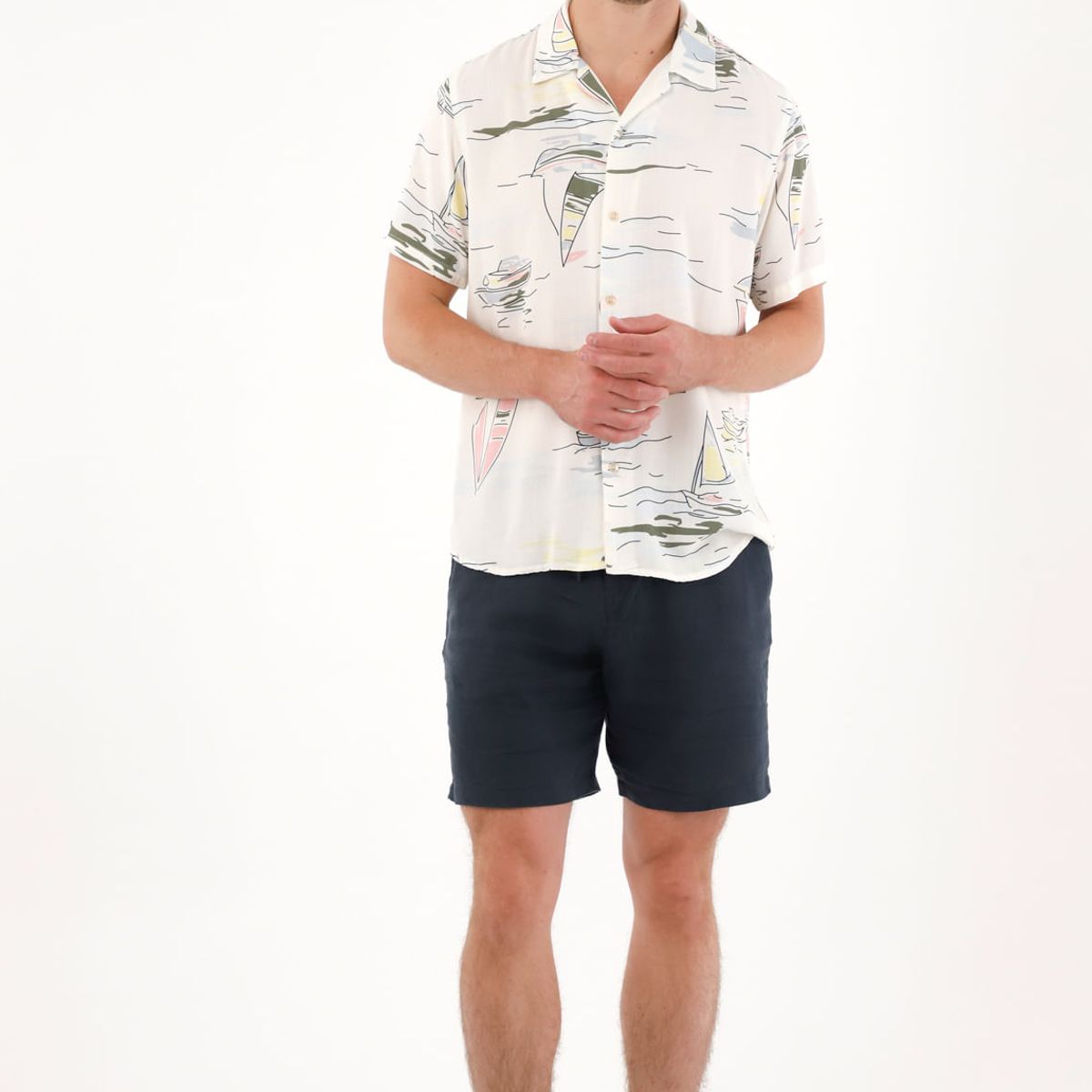 TENNIS - Camisa tipo bowling con print de veleros para hombre