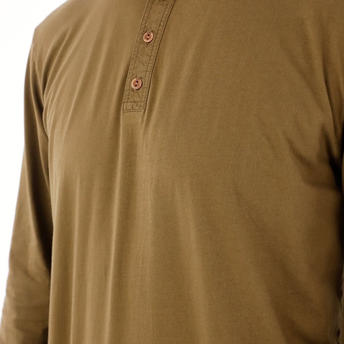 TENNIS - Camiseta manga larga con botones café para hombre