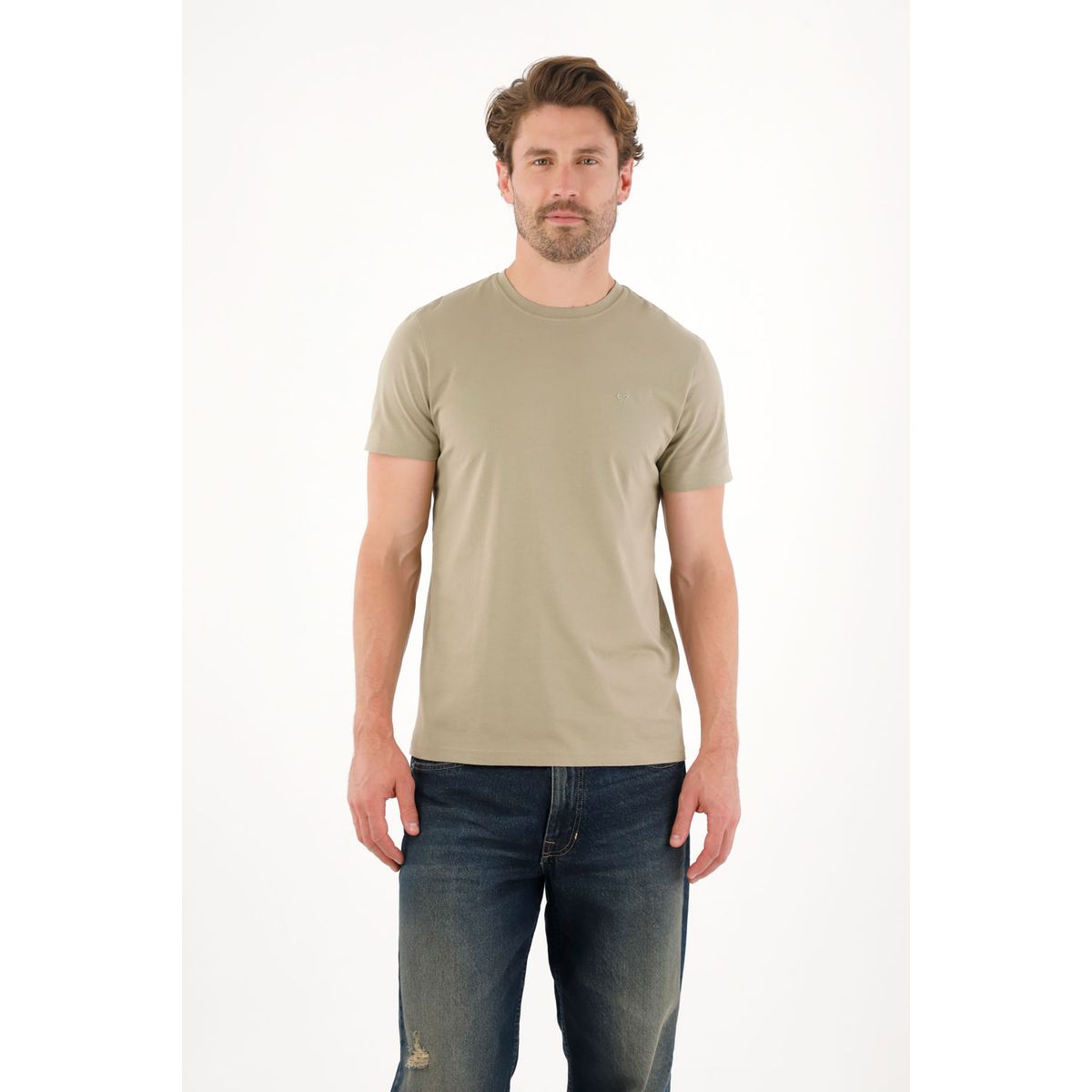 TENNIS - Camiseta manga corta con raqueta bordada verde para hombre