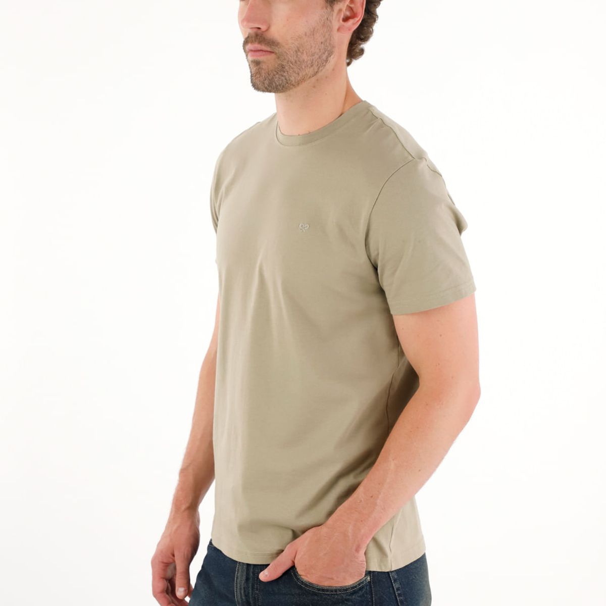 TENNIS - Camiseta manga corta con raqueta bordada verde para hombre