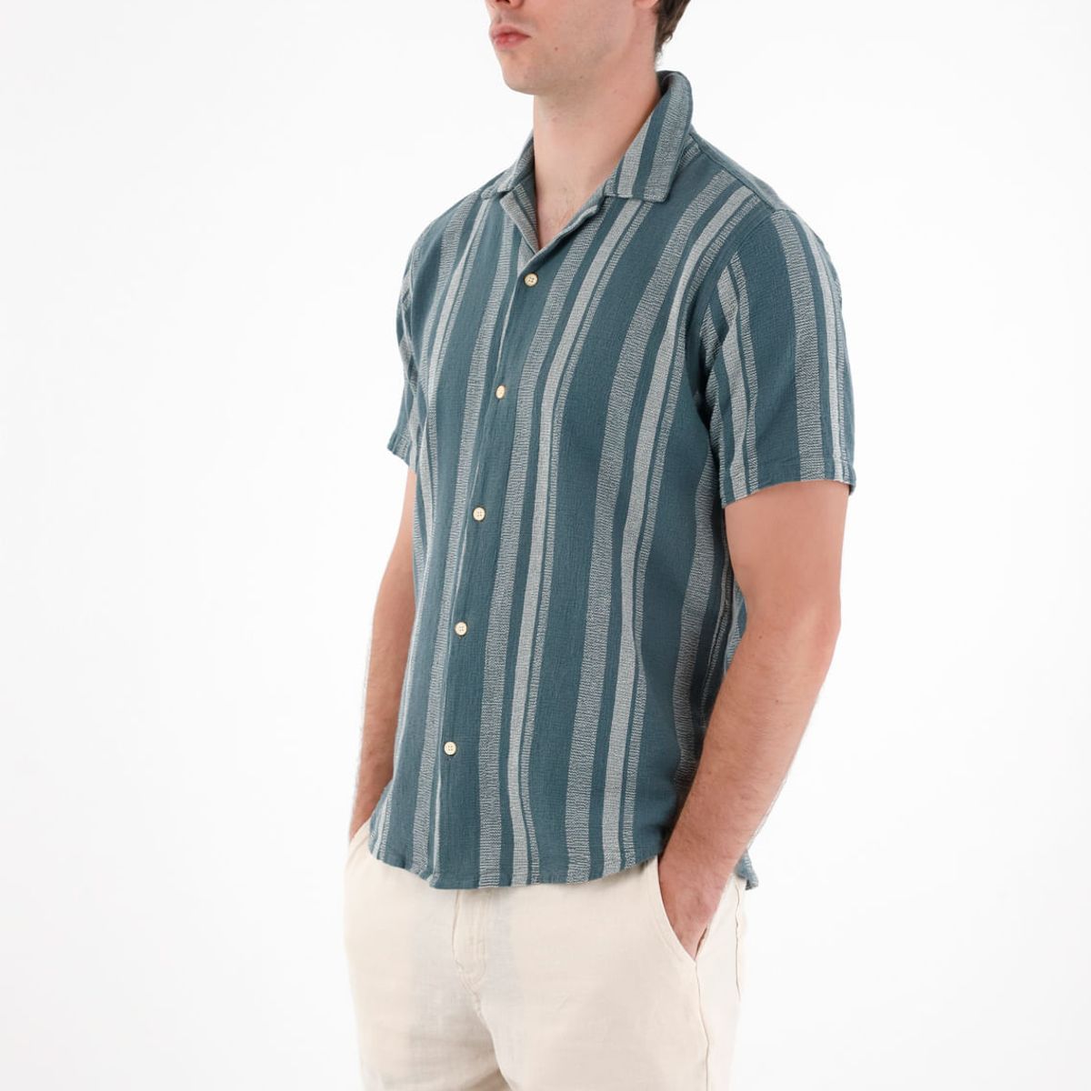 TENNIS - Camisa tipo bowling a rayas para hombre