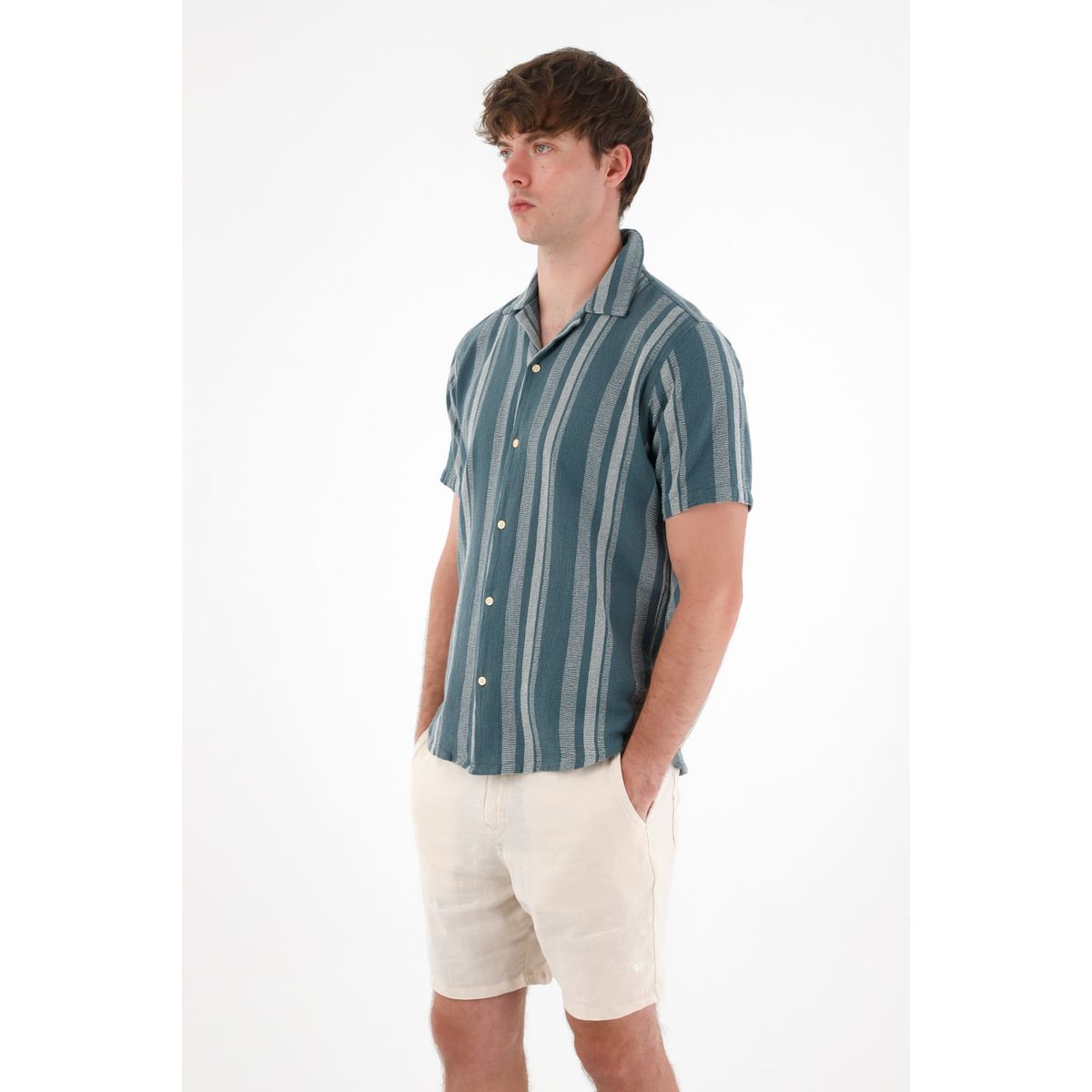 TENNIS - Camisa tipo bowling a rayas para hombre