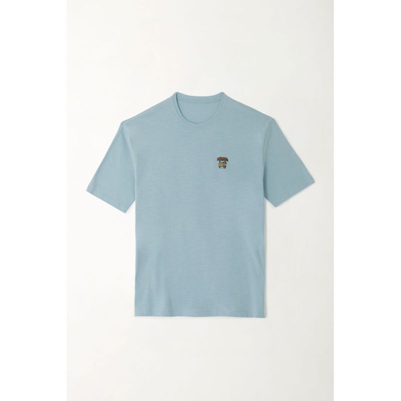 TENNIS - Camiseta en jersey flamé azul para hombre