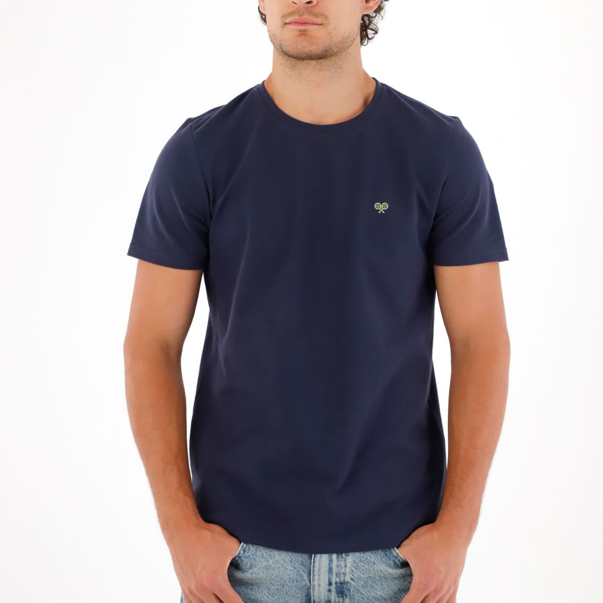 TENNIS - Camiseta en tela piqué azul para hombre