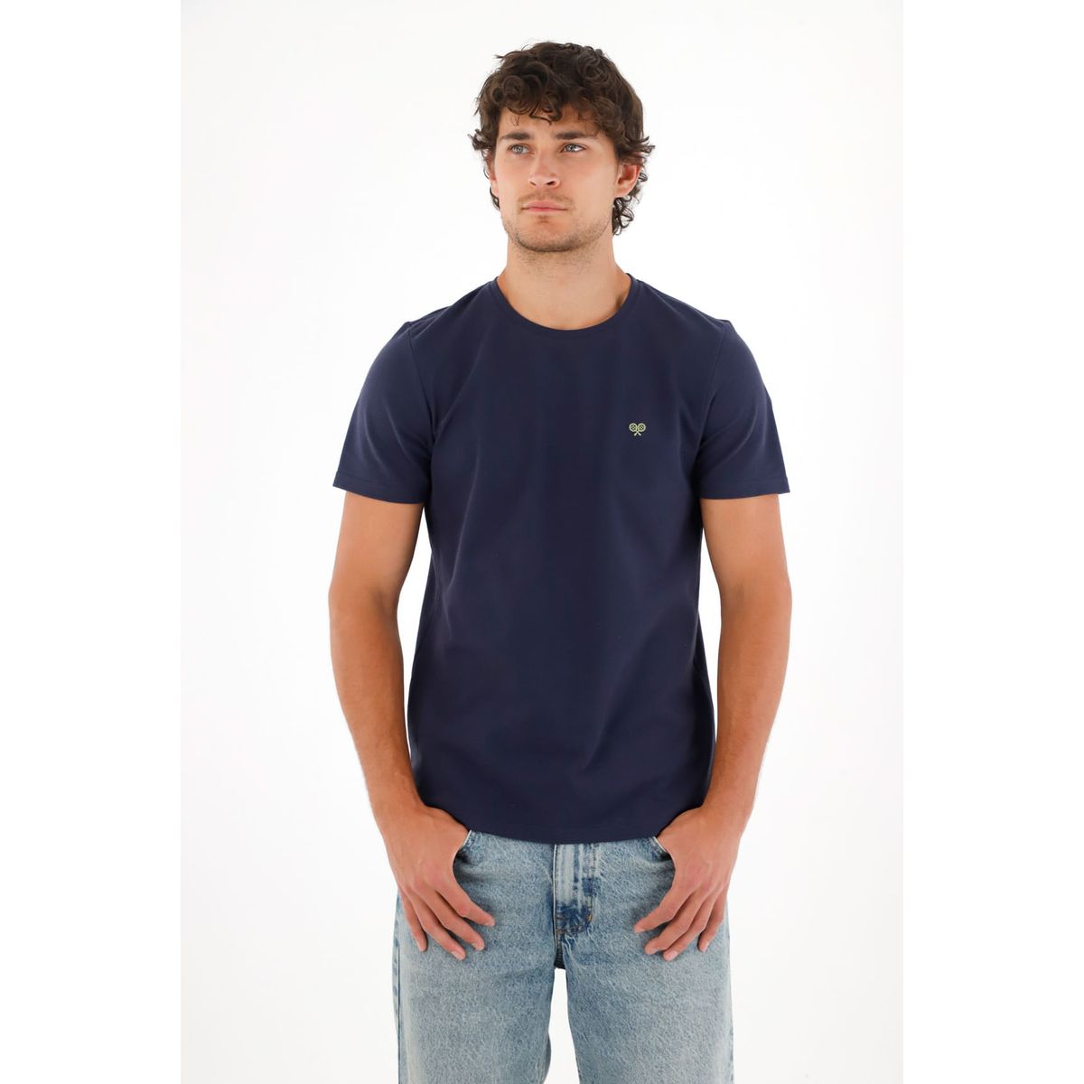 TENNIS - Camiseta en tela piqué azul para hombre