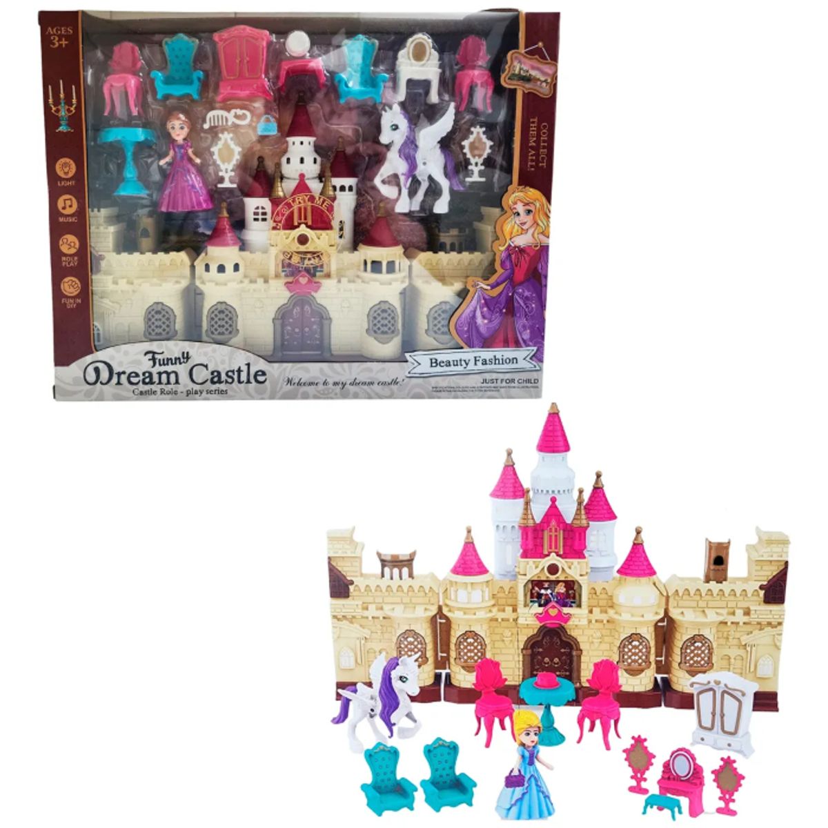 GENERICO - Castillo Reina Unicornio Accesorios Muebles Juguete Niñas