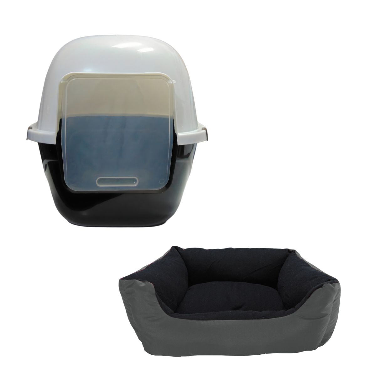 HALLY PET - Baño Para Gatos Gigante Mas Cama Mediana Negro