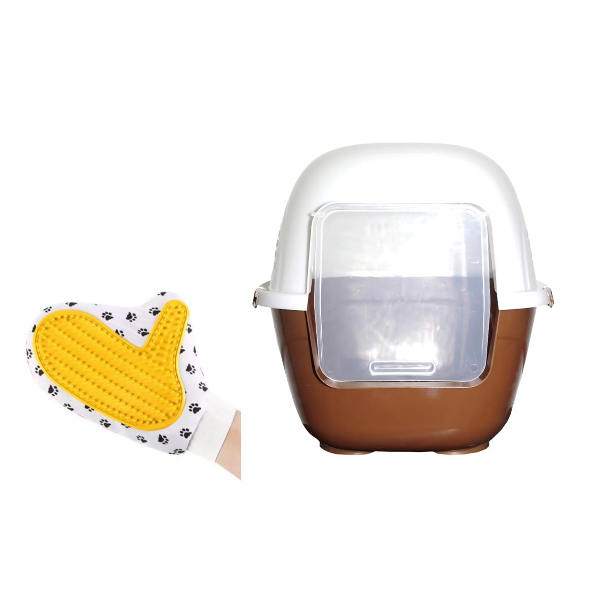 HALLY PET - Baño Para Gatos Gigante Mas Guante Marron