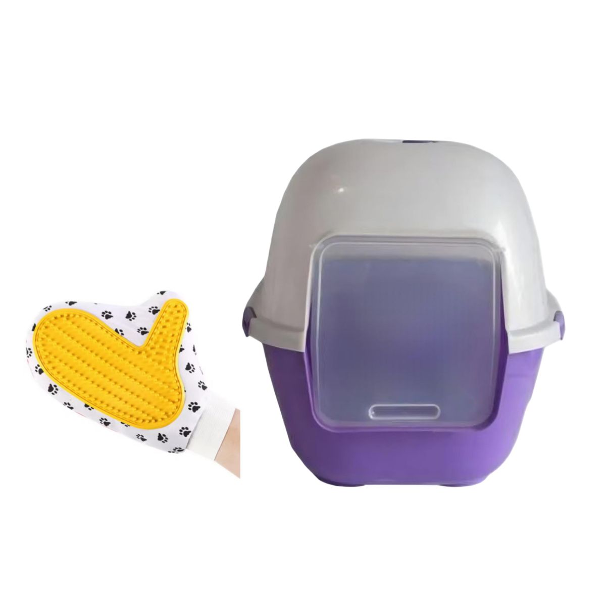 HALLY PET - Baño Para Gatos Gigante Mas Guante Morado