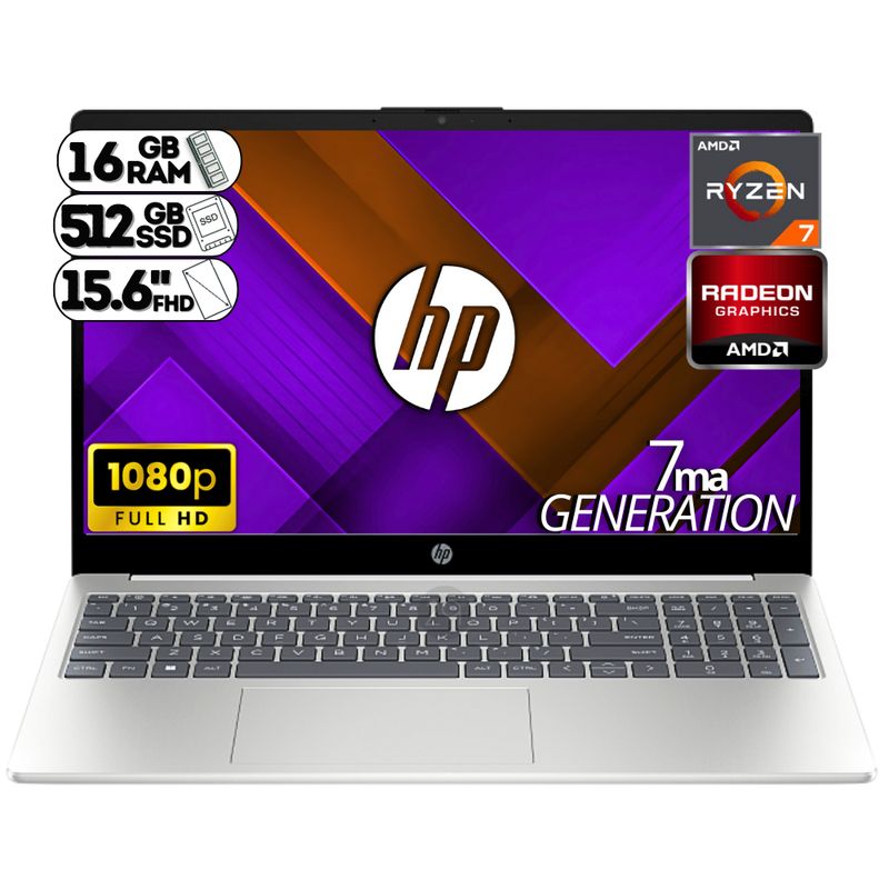 HP - PORTATIL AMD RYZEN 7 7730U 16GB RAM 512GB SSD 15.6 FHD