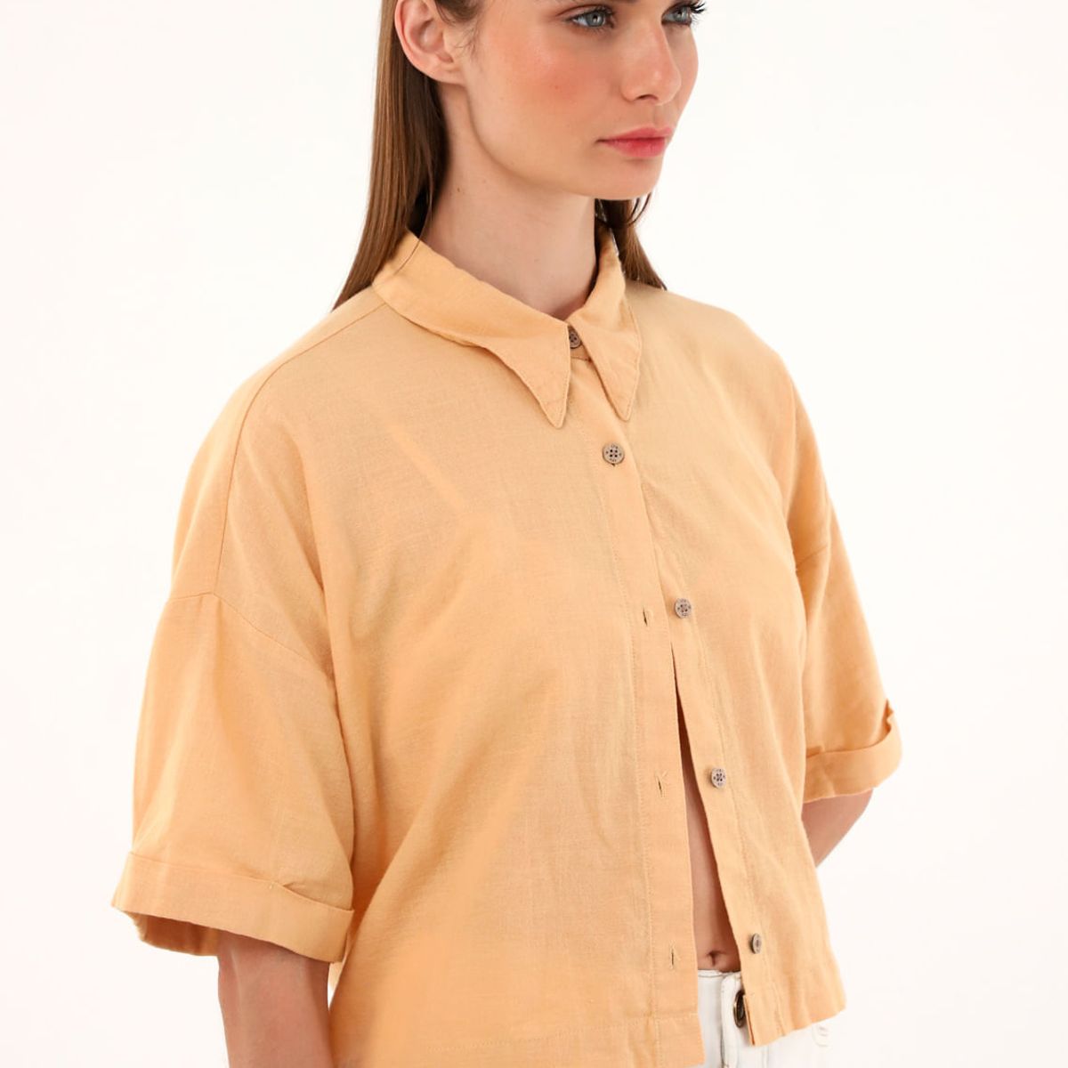 TENNIS - Camisa manga corta naranja para mujer