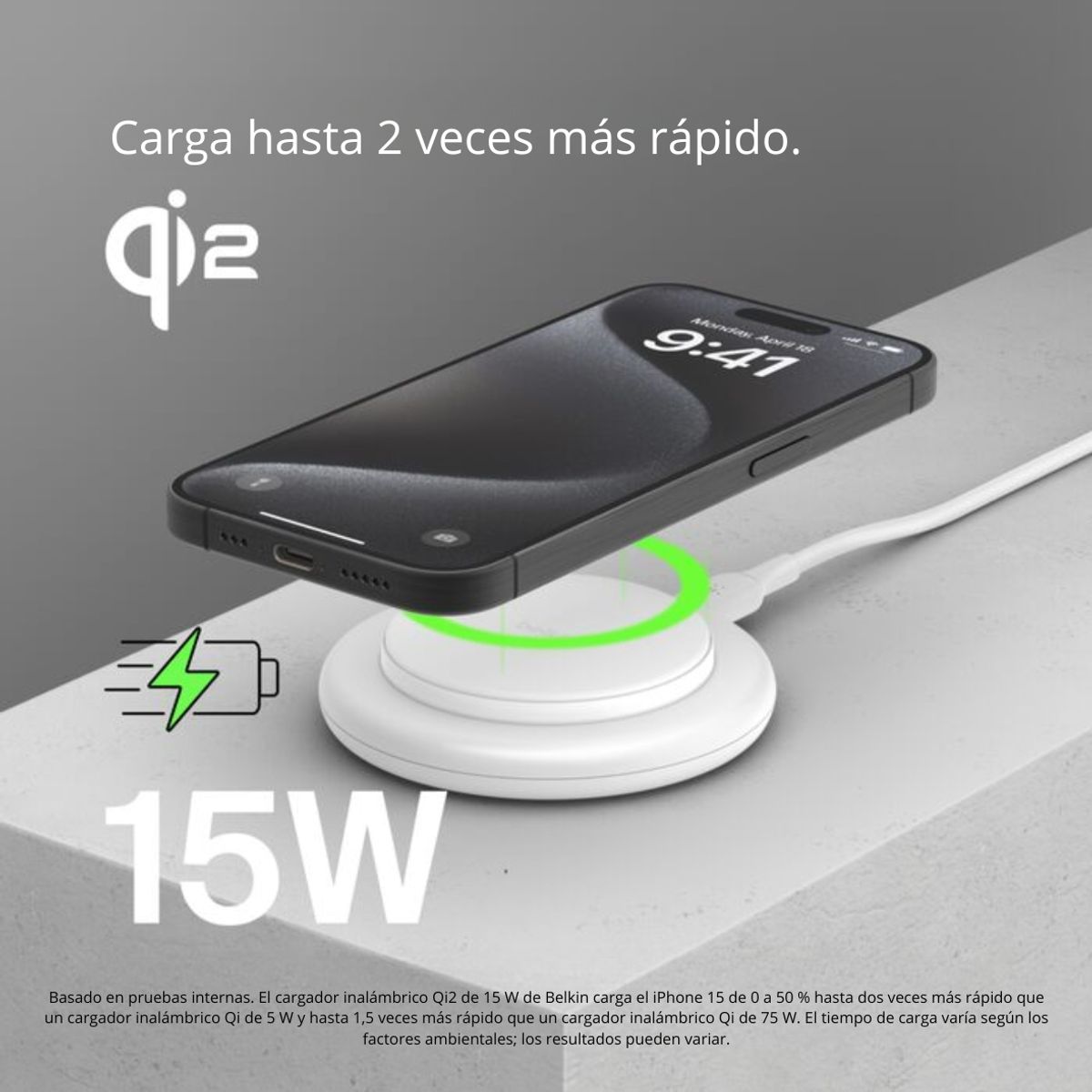 BELKIN - Base De Carga Inalámbrica QI2 Magsafe Belkin Boostcharge 15W