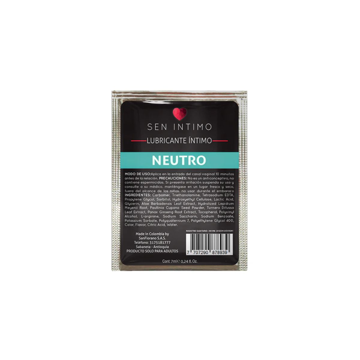 SEN INTIMO - Lubricante Intimo Sen Intimo Neutro x 7 Ml