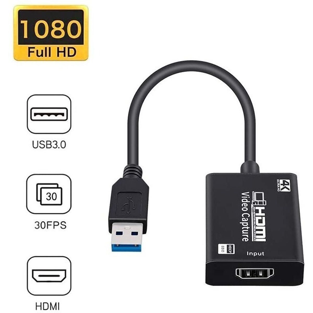 SEISA - Tarjeta Capturadora De Video Usb 3.0 A Hdmi Full Hd 1080p 4k