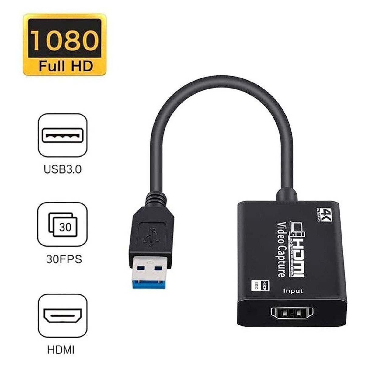 SEISA - Tarjeta Capturadora De Video Usb 3.0 A Hdmi Full Hd 1080p 4k