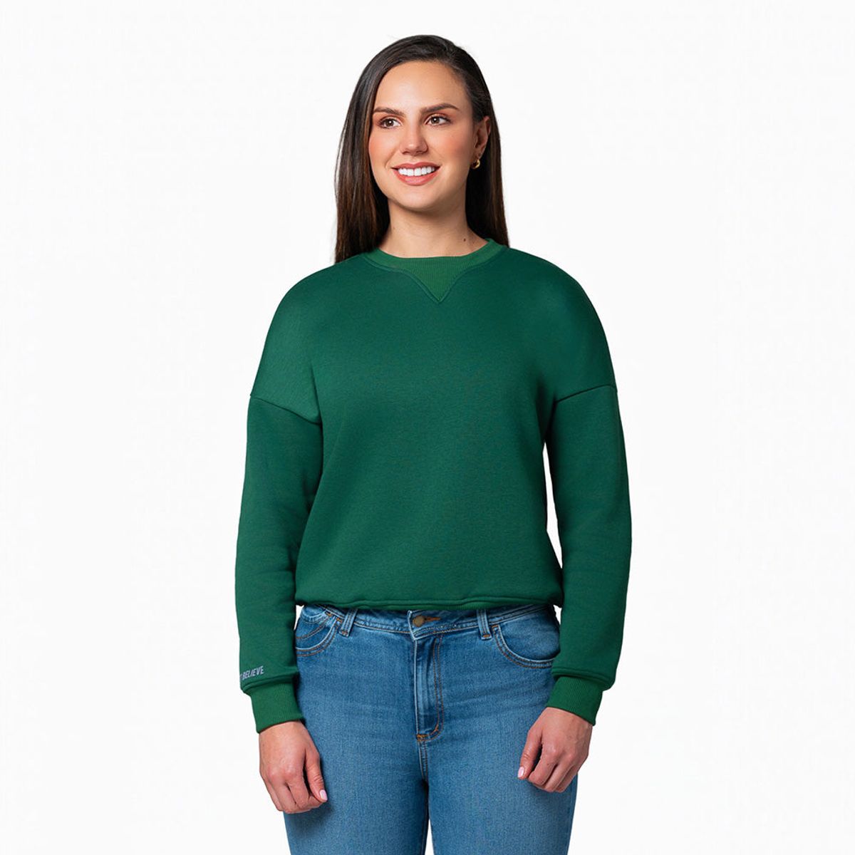 LEC LEE - Buzo Unicolor Cerrado Mujer Lec Lee Verde Esmeralda